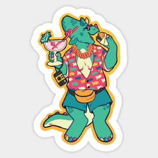 Tropical Vacation Triceratops Sticker